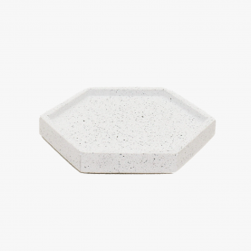 Hexagonal Granite Trinket Tray in White | The Collaborative Store